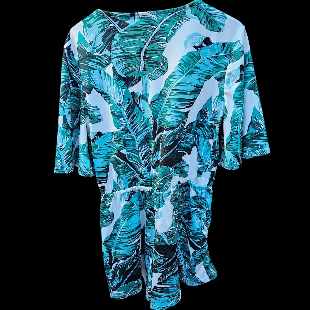 Tropical Leaf Print Kimono Size L - Picture 8 of 15
